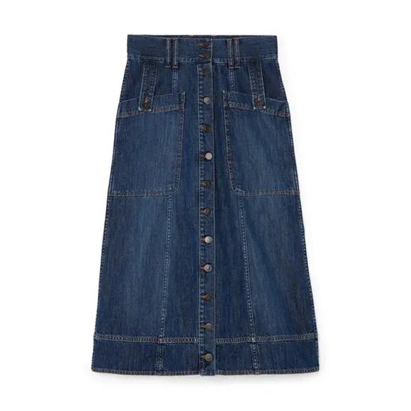 GOOP G. LABEL Maddy Denim Midi Skirt 24 XS - Picture 3 of 7